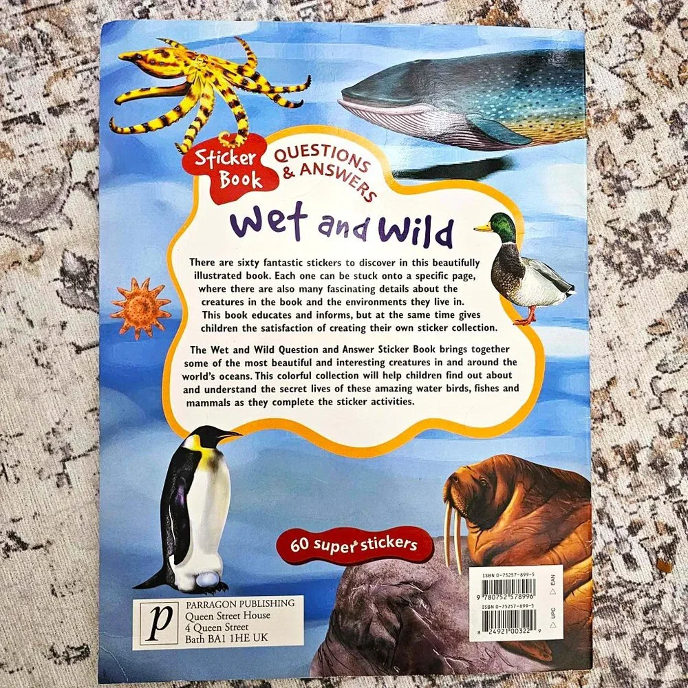 Set of 2 Children's Sticker Books. "Slimy & Scaly" and "Wet & Wild" . Softcover. - Picture 8 of 16